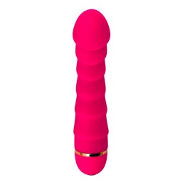Розовый рельефный вибростимулятор точки G - 16 см.