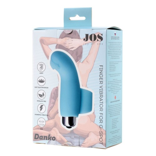 Голубая вибронасадка на палец JOS DANKO для точки G - 9,5 см.