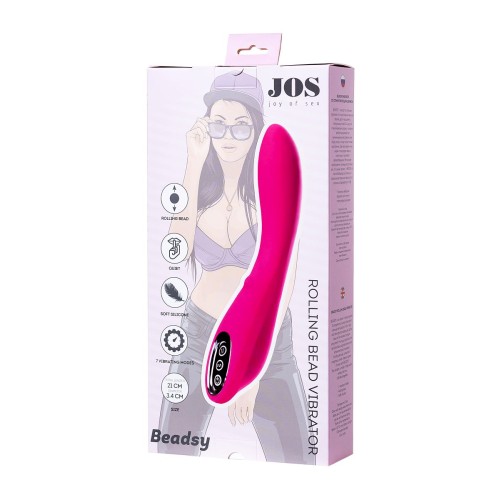 Ярко-розовый вибратор со стимулирующим шариком BEADSY - 21 см.