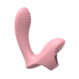 Нежно-розовый вибромассажер с петелькой на палец