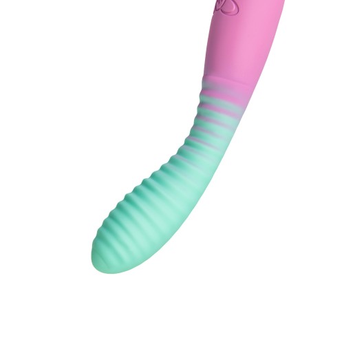 Мятно-розовый вибратор с изогнутой головкой Azalia - 20,5 см.