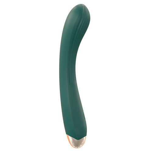 Зеленый вибратор для G-точки - 20 см.