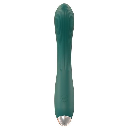Зеленый вибратор для G-точки - 20 см.