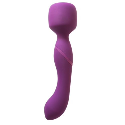 Фиолетовый двусторонний вибромассажер Heating Wand с нагревом - 22 см.