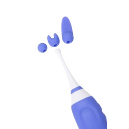 Сиреневый двусторонний вибромассажер Hyphy с клиторальным стимулятором - 21,6 см.