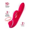 Красный вибратор c клиторальной и вакуумной стимуляциями Doobl - 20 см.
