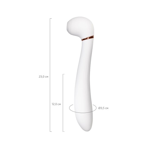 Белый вибратор с вакуумной стимуляцией Jasmine - 23 см.