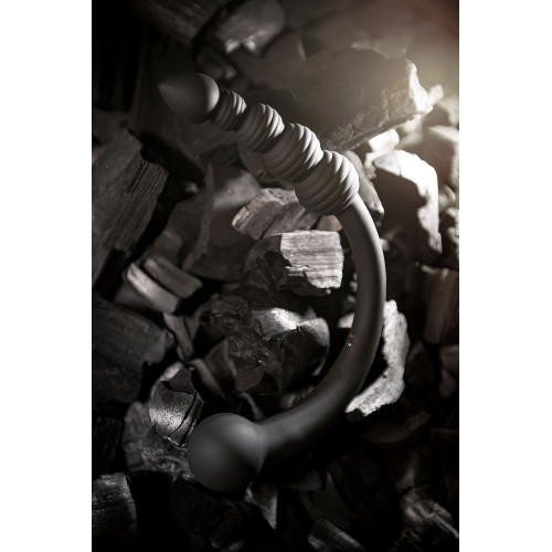 Черный двусторонний вибратор - 35 см.