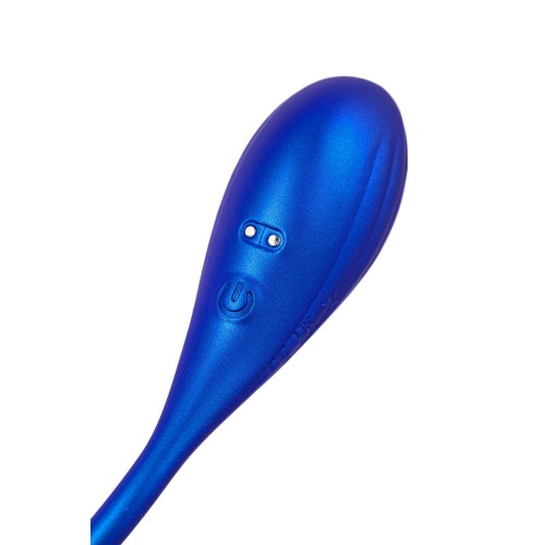 Синий двусторонний вибратор Agamien с управлением через приложение - 46 см.