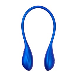 Синий двусторонний вибратор Agamien с управлением через приложение - 46 см.