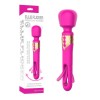 Розовый двусторонний wand-вибратор с функцией фингеринга - 26 см.