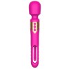 Розовый двусторонний wand-вибратор с функцией фингеринга - 26 см.