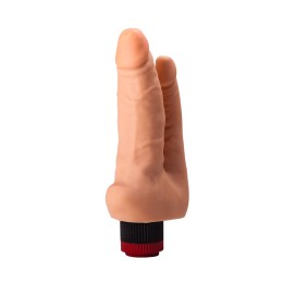 Двойной гелевый вибратор телесного цвета - 17 см.