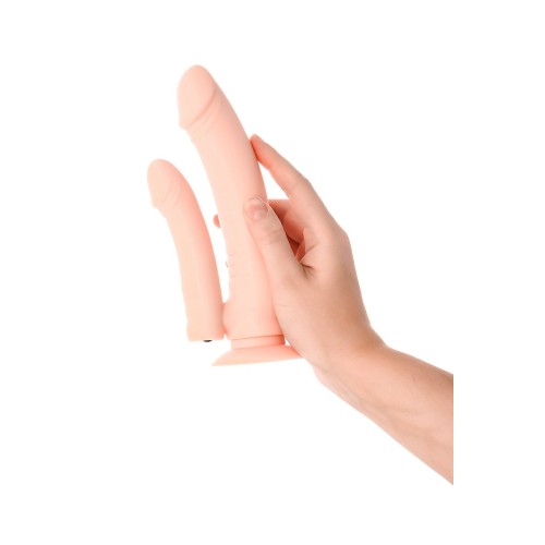 Двойной фаллоимитатор с присоской и съемной вибропулей - 19,5 см.