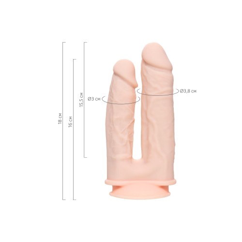 Телесный анально-вагинальный вибратор RealStick Silicone Jason M - 18 см.