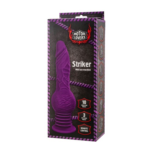 Фиолетовая мини-машина для секса Striker с пультом ДУ - 23,5 см.
