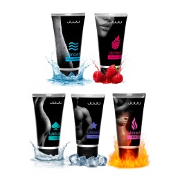 Набор из 5 лубрикантов JUJU (увлажняющий, Hot+, Long, Anal, малина)