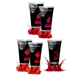 Набор из 5 съедобных лубрикантов JUJU (клубника х 2, малина х 2, вишня)