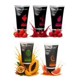 Набор из 5 съедобных лубрикантов JUJU (клубника, малина, тропические фрукты, вишня, грейпфрут)