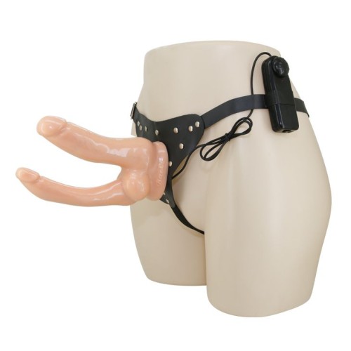 Женский страпон с двумя фаллосами и вибрацией Jessica Strap-On