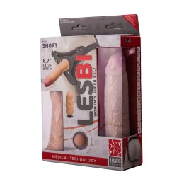 Женский страпон с вагинальной пробочкой - 17 см.