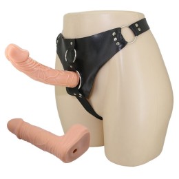 Женский страпон с двум сменными насадками - 19,8 и 15 см.