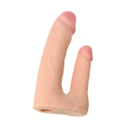 Поясной страпон с насадкой для двойного проникновения - 19 см.