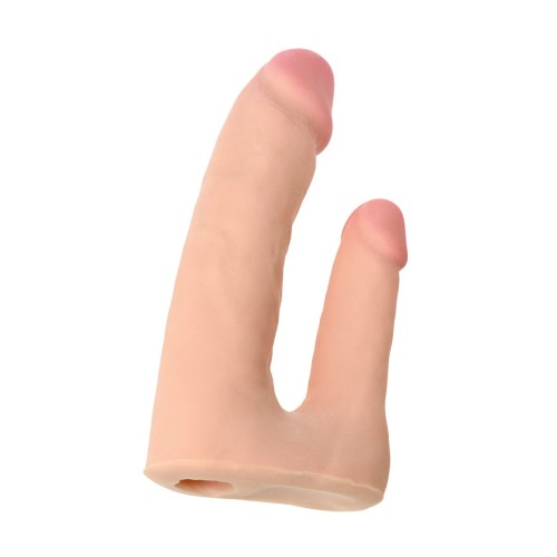 Поясной страпон с насадкой для двойного проникновения - 19 см.