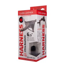 Насадка-фаллоимитатор на кожаных трусиках Harness Ultra Realistic 6,5  - 18,5 см.
