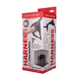 Насадка-фаллоимитатор на кожаных трусиках Harness Ultra Realistic 7  - 18 см.