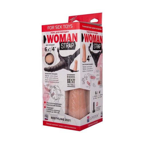 Женский страпон с чёрной насадкой и вагинальной пробкой - 18,5 и 10,5 см.