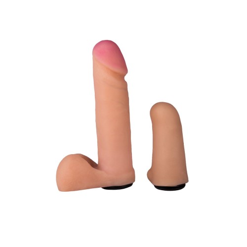 Женский страпон с реалистичной насадкой и вагинальной пробкой - 16 см.