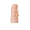 Телесный поясной страпон с вагинальной пробкой - 17 см.