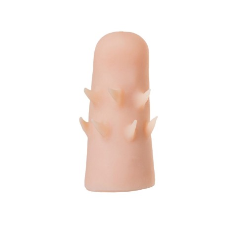 Телесный поясной страпон с вагинальной пробкой - 17 см.