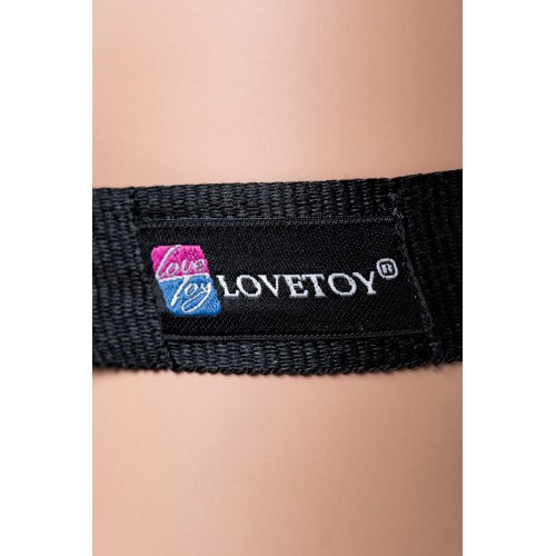 Телесный поясной страпон с вагинальной пробкой - 17 см.