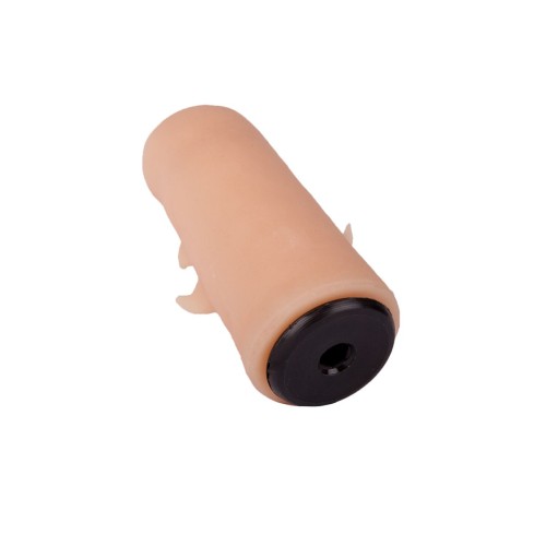 Черный пояс-трусики с двумя телесными насадками Soft-Dolli - 15,7 и 10 см.