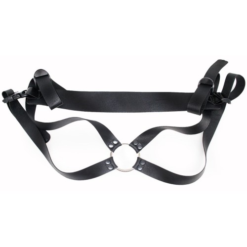 Реалистичный фаллос на регулируемых трусиках с кольцом - 17,5 см.