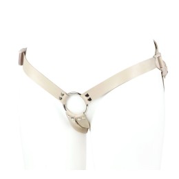 Поясной фаллоимитатор с мошонкой телесного цвета - 18 см.