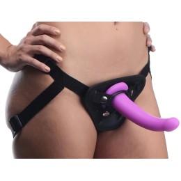 Лиловый поясной страпон Navigator Silicone G-Spot Dildo with Harness - 17,8 см.