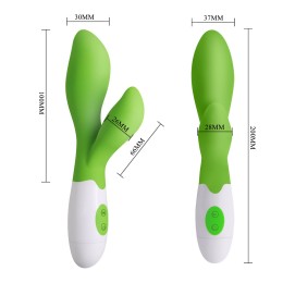 Зеленый вибратор Owen с клиторальным отростком - 20 см.