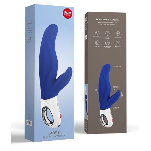 Синий вибратор с клиторальным отростком Lady Bi - 22,1 см.