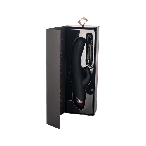 Чёрный вибратор WANAME Thunder с клиторальным отростком - 24,2 см.