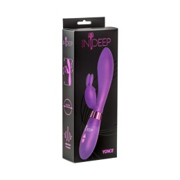 Фиолетовый вибратор Yonce с клиторальным зайчиком - 20,5 см.
