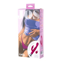 Розовый вибратор с клиторальным стимулятором и гибкой головкой LOLY - 21,6 см.