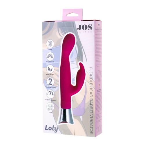 Розовый вибратор с клиторальным стимулятором и гибкой головкой LOLY - 21,6 см.