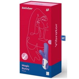 Фиолетовый вибратор Satisfyer Magic Bunny с клиторальным отростком - 17,6 см.