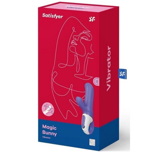 Фиолетовый вибратор Satisfyer Magic Bunny с клиторальным отростком - 17,6 см.