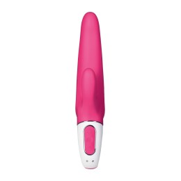 Ярко-розовый вибратор  Satisfyer Mr. Rabbit с клиторальным отростком - 22,1 см.