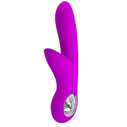 Лиловый вибратор Carol с клиторальной щеточкой - 19 см.