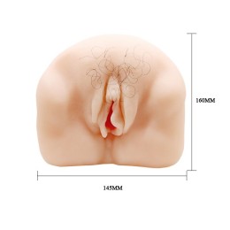 Телесный мастурбатор-вагина с оволосением и вибрацией